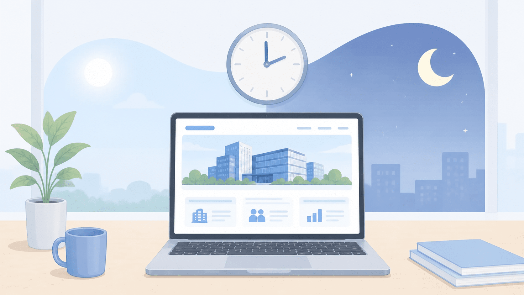 昼夜を通して24時間公開されているWebサイト