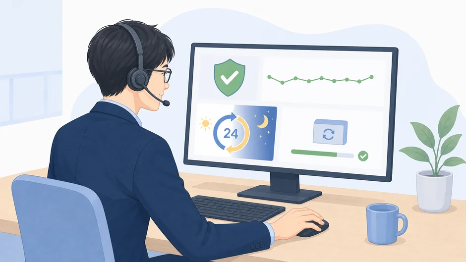 24時間のサイト監視とセキュリティ対策